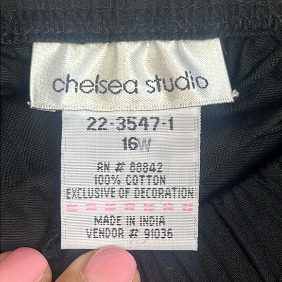 100% Cotton Pull On Elastic Waist Pants Size 16W Embroidered Floral Boho Cottage - Picture 7 of 8